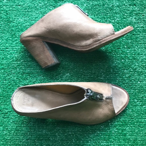 Frye 8.5 Izzy moto open toe mule heels - Picture 9 of 11